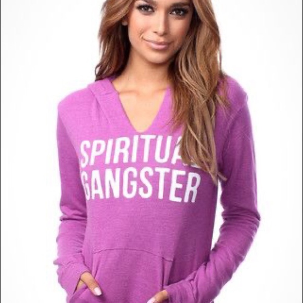 Spiritual Gangster Purple V-Neck Logo Hoodie